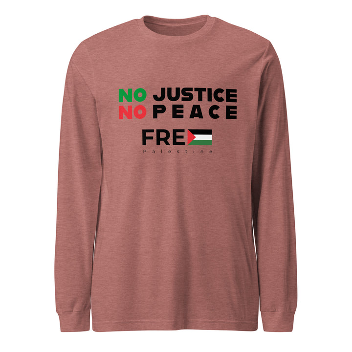 No Justice No Peace - Men’s Long Sleeve Tee, Heather Mauve