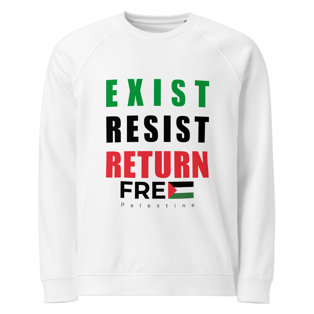 Exist. Resist. Return. - Men’s Organic Raglan Sweatshirt, White