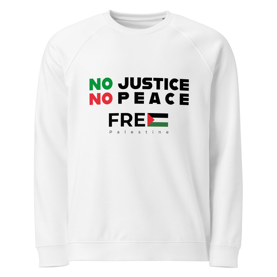 No Justice No Peace - Men’s Organic Raglan Sweatshirt, White