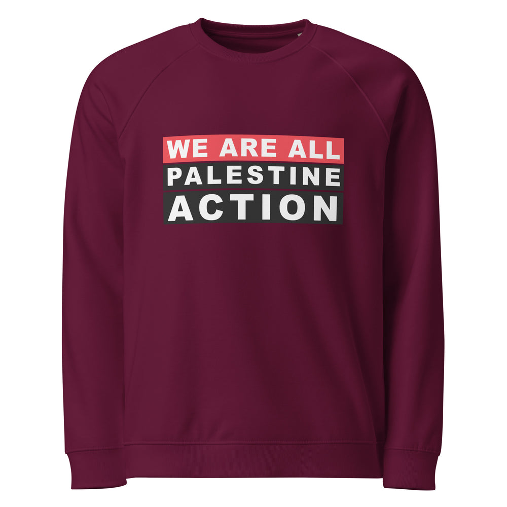 We Are All Palestine Action - Men’s Organic Raglan Sweatshirt, Burgundy