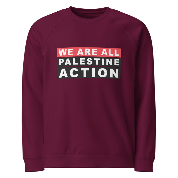We Are All Palestine Action - Men’s Organic Raglan Sweatshirt, Burgundy