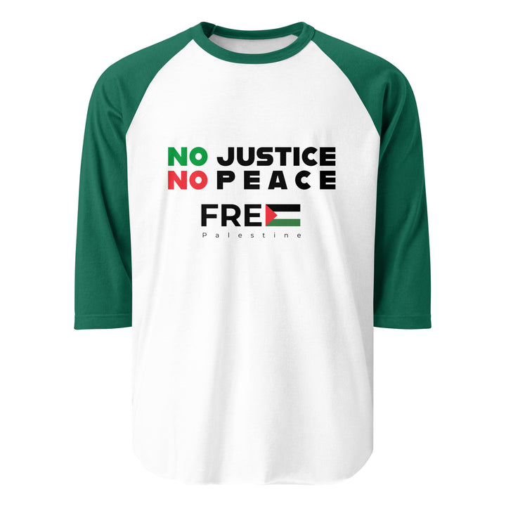 No Justice No Peace - Men’s 3/4 Sleeve Raglan Shirt, 34 Sleeve Raglan Shirt White Kelly
