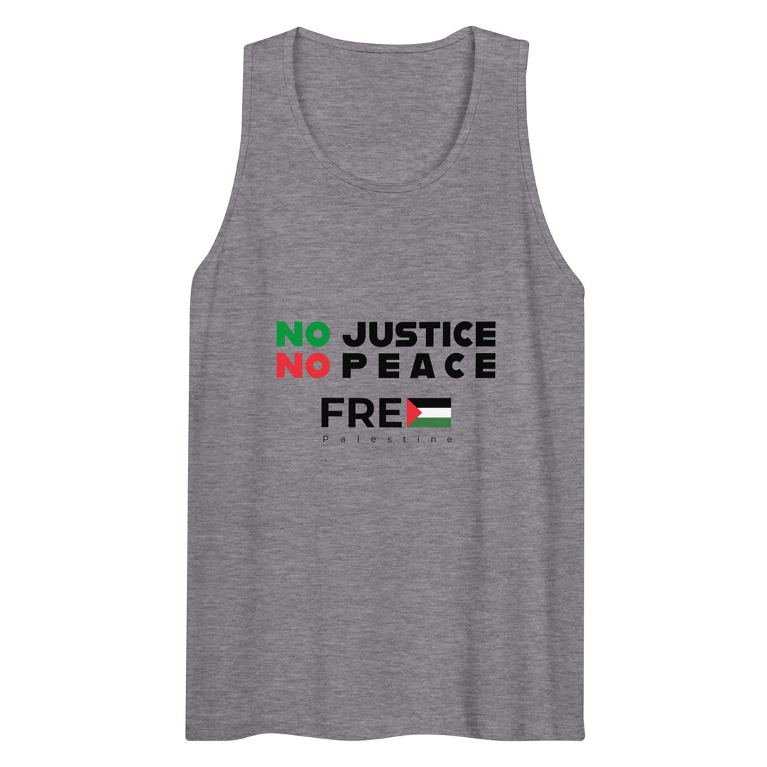 No Justice No Peace - Men’s Premium Tank Top, Mens Premium Tank Top Athletic Heather