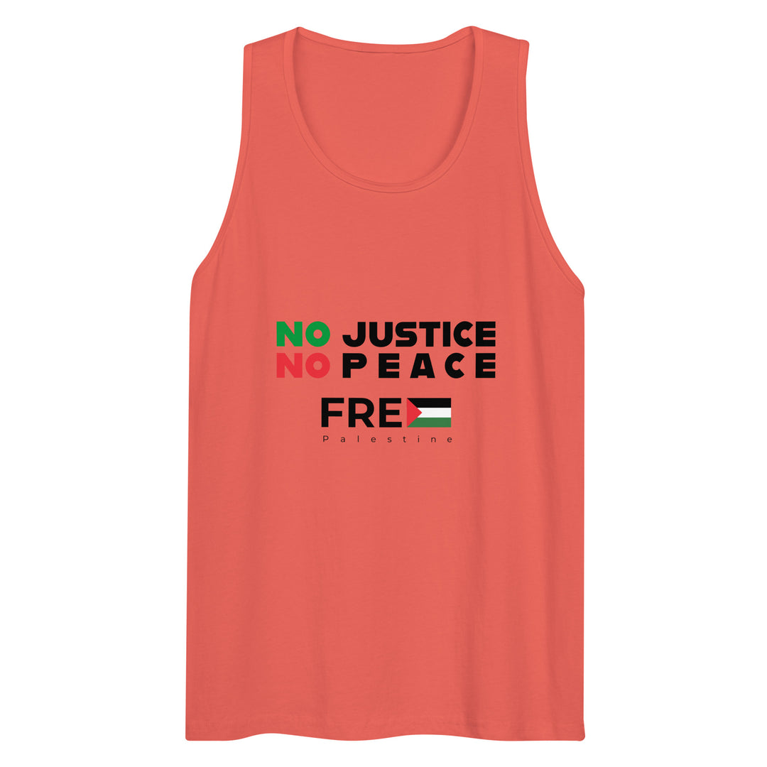 No Justice No Peace - Men’s Premium Tank Top, Mens Premium Tank Top Coral