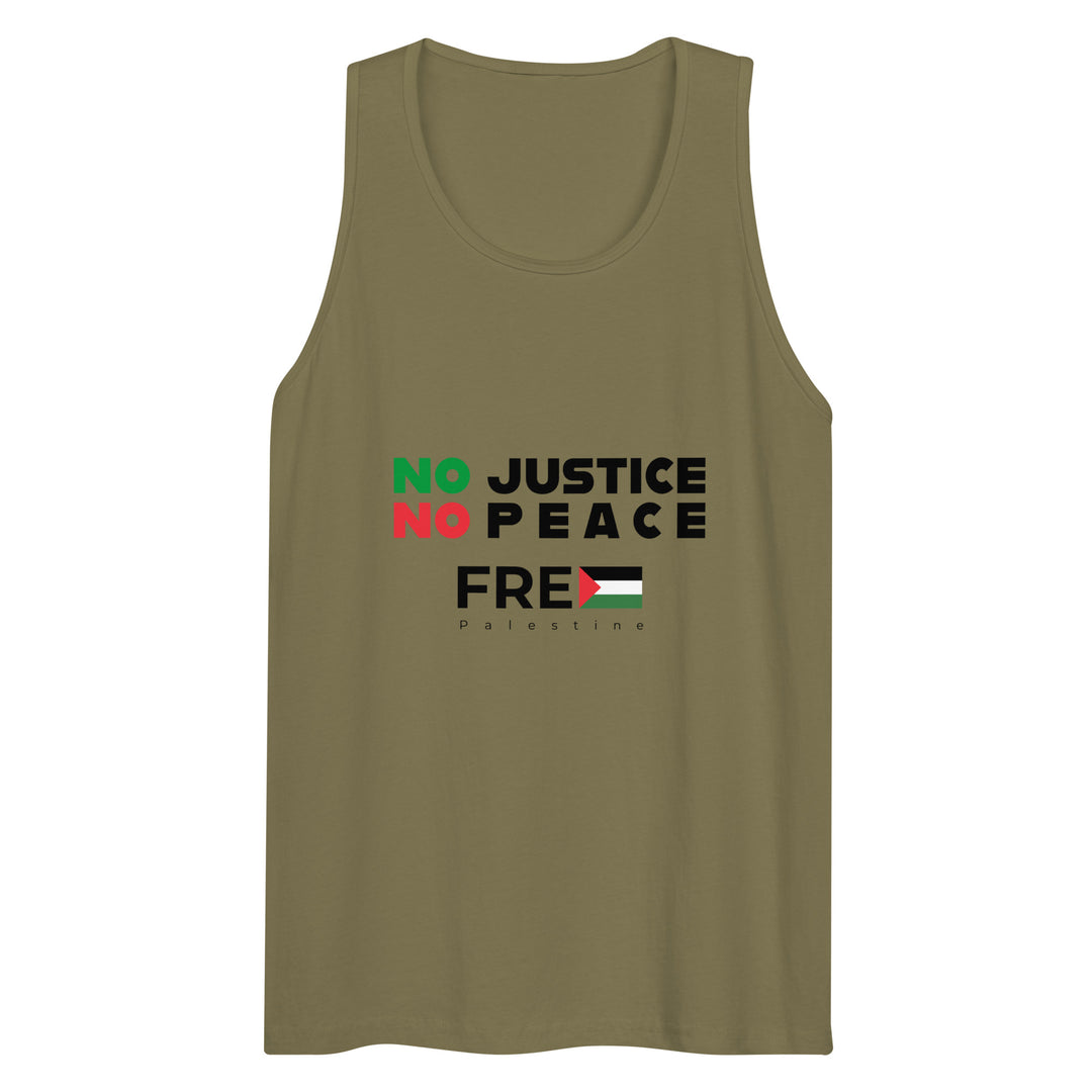 No Justice No Peace - Men’s Premium Tank Top, Mens Premium Tank Top Military Green