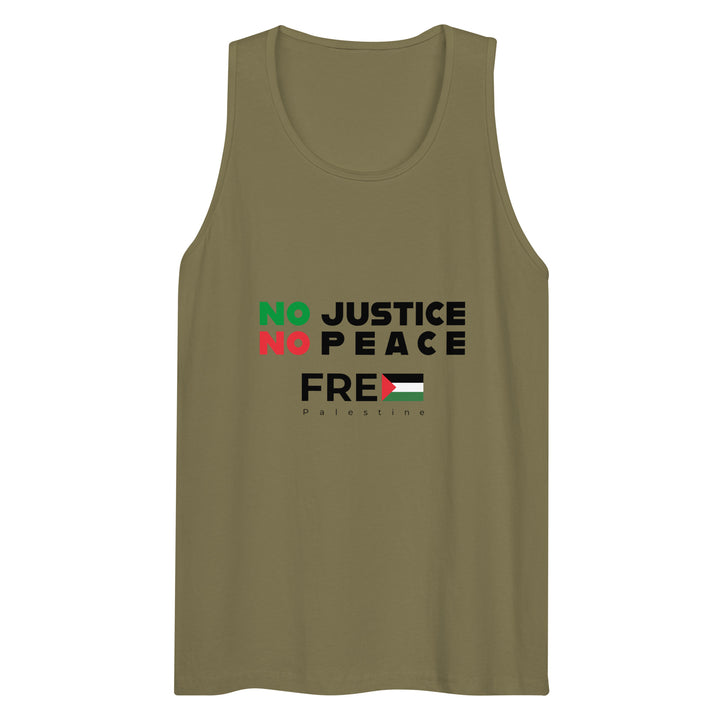 No Justice No Peace - Men’s Premium Tank Top, Mens Premium Tank Top Military Green