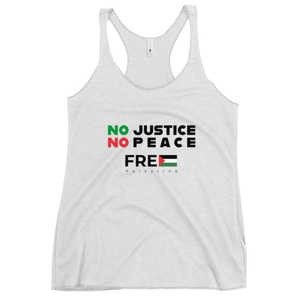 No Justice No Peace - Women's Racerback Tank Next Level, Womens Racerback Tank Top Heather White