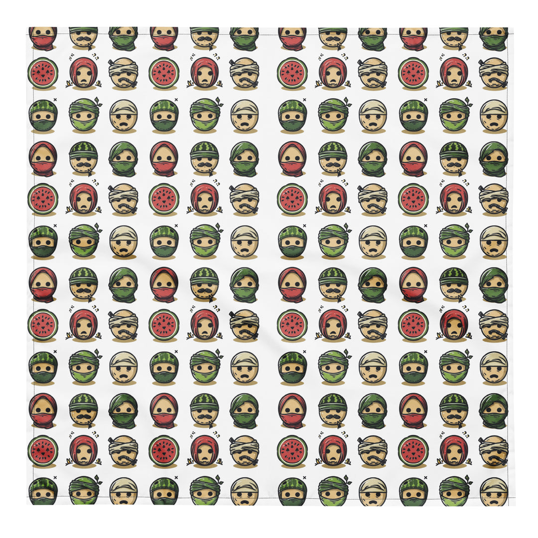 Palestine Emoji - All-Over Print Bandana, Bandana White L