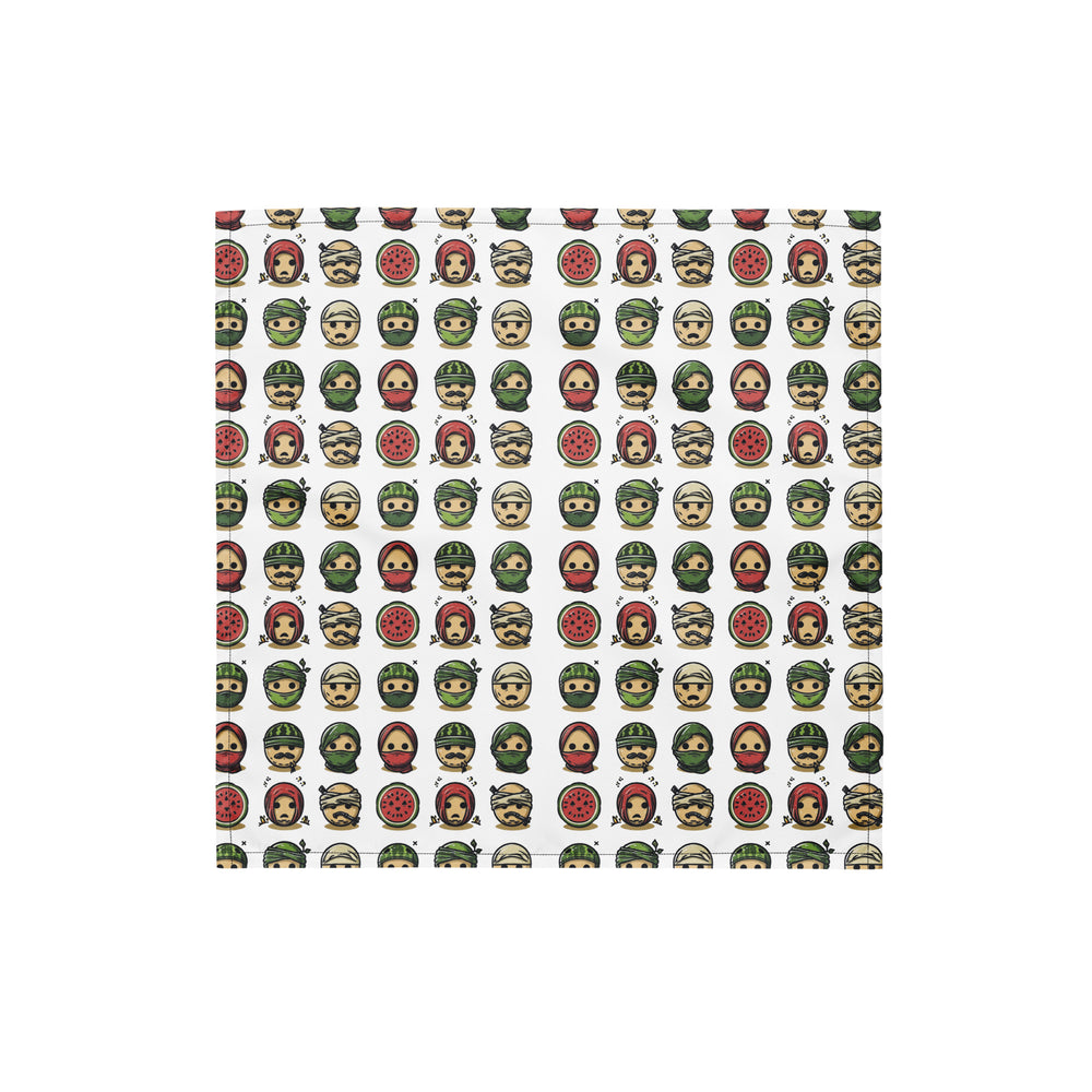Palestine Emoji - All-Over Print Bandana, Bandana White S