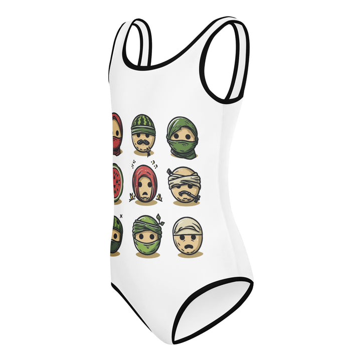Palestine Emoji - All-Over Print Kids Swimsuit, Swimsuit White