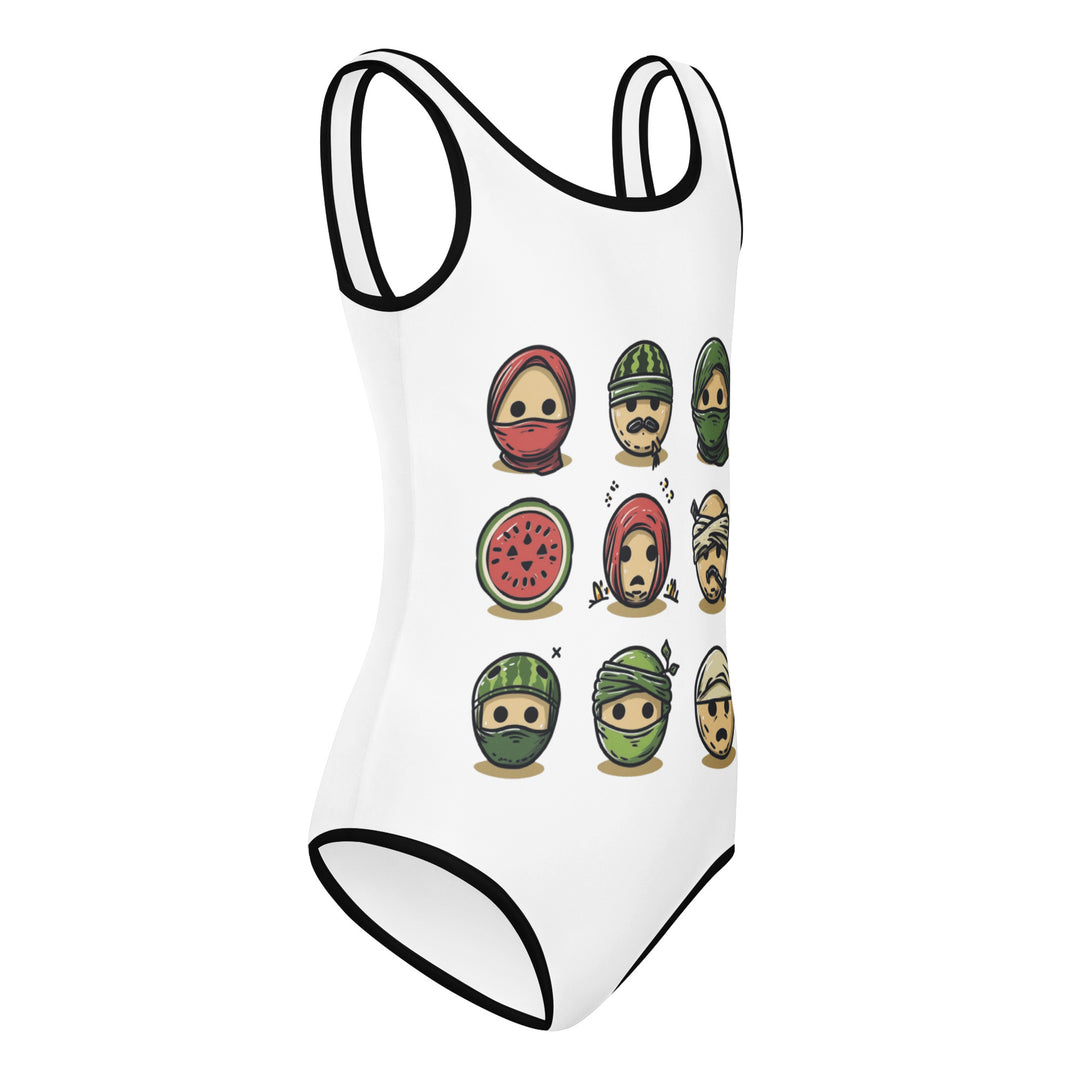 Palestine Emoji - All-Over Print Kids Swimsuit, Swimsuit White