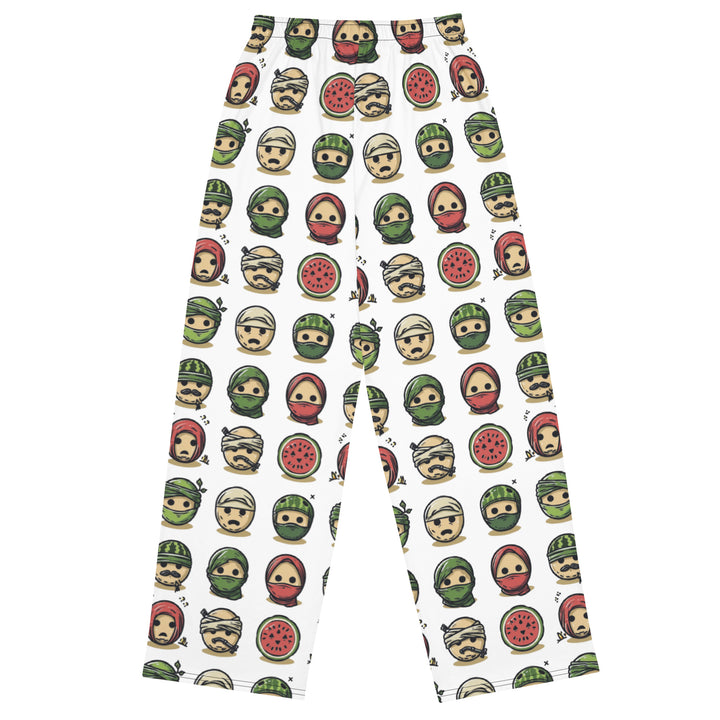 Palestine Emoji - All-Over Print Men’s Wide-Leg Pants, Wide Leg Pants White