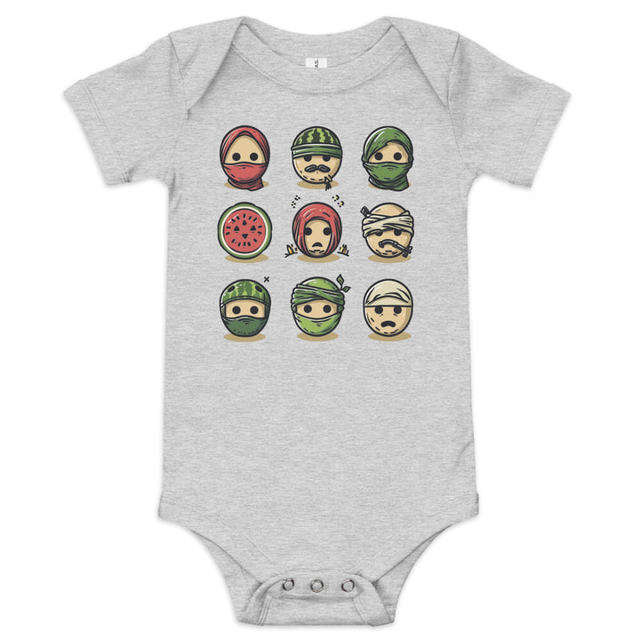 Palestine Emoji - Baby Short Sleeve One Piece, Heather