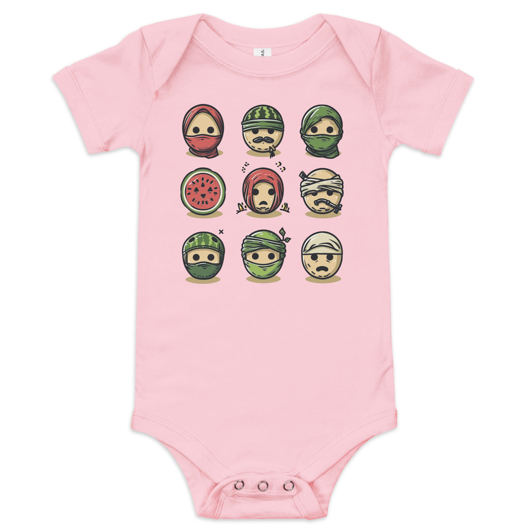 Palestine Emoji - Baby Short Sleeve One Piece, Pink