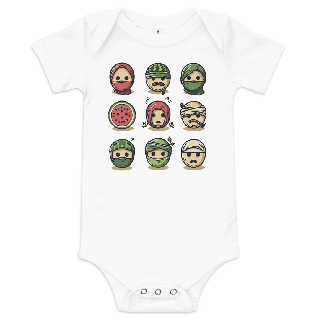 Palestine Emoji - Baby Short Sleeve One Piece, White
