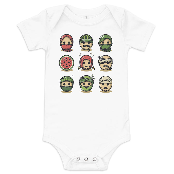 Palestine Emoji - Baby Short Sleeve One Piece, White
