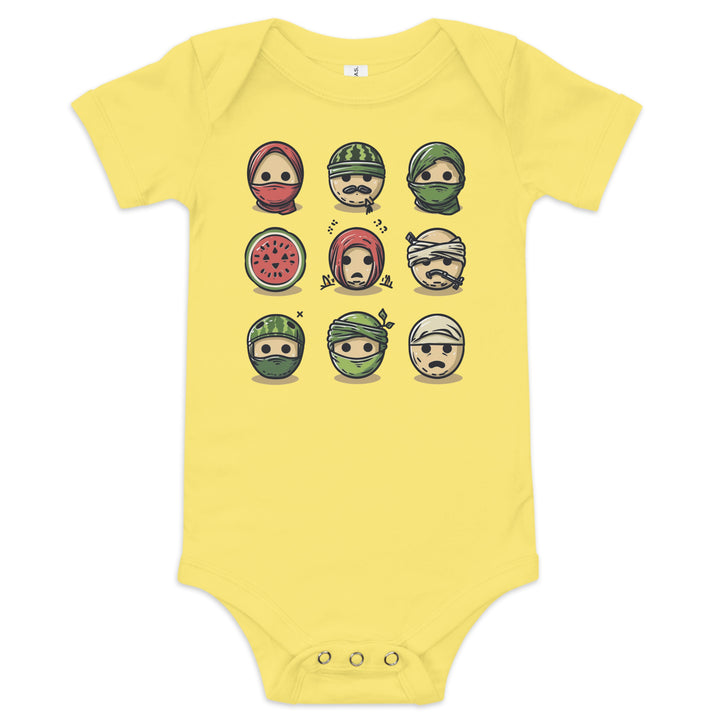 Palestine Emoji - Baby Short Sleeve One Piece, Yellow