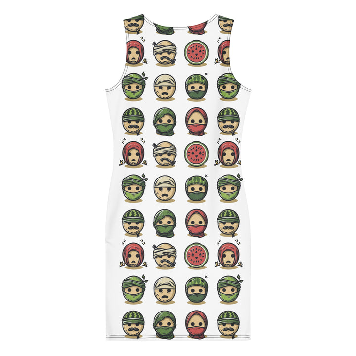 Palestine Emoji - Bodycon Dress, Bodycon Dress White
