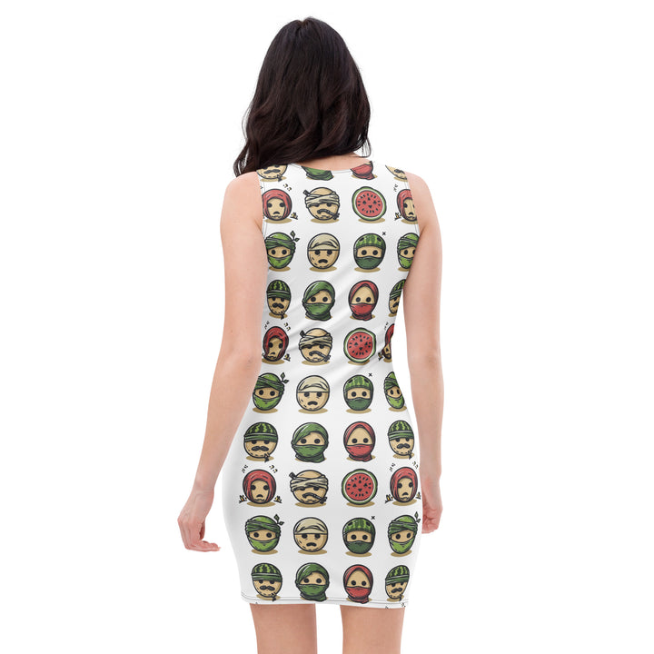 Palestine Emoji - Bodycon Dress, Bodycon Dress White