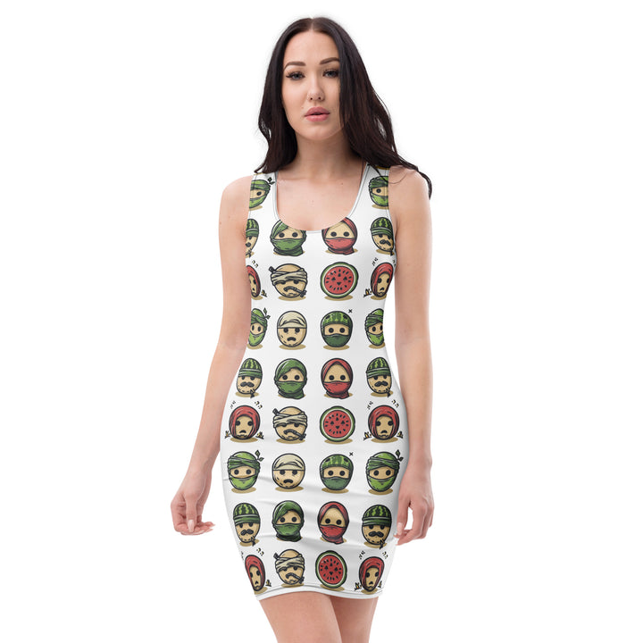 Palestine Emoji - Bodycon Dress, Bodycon Dress White