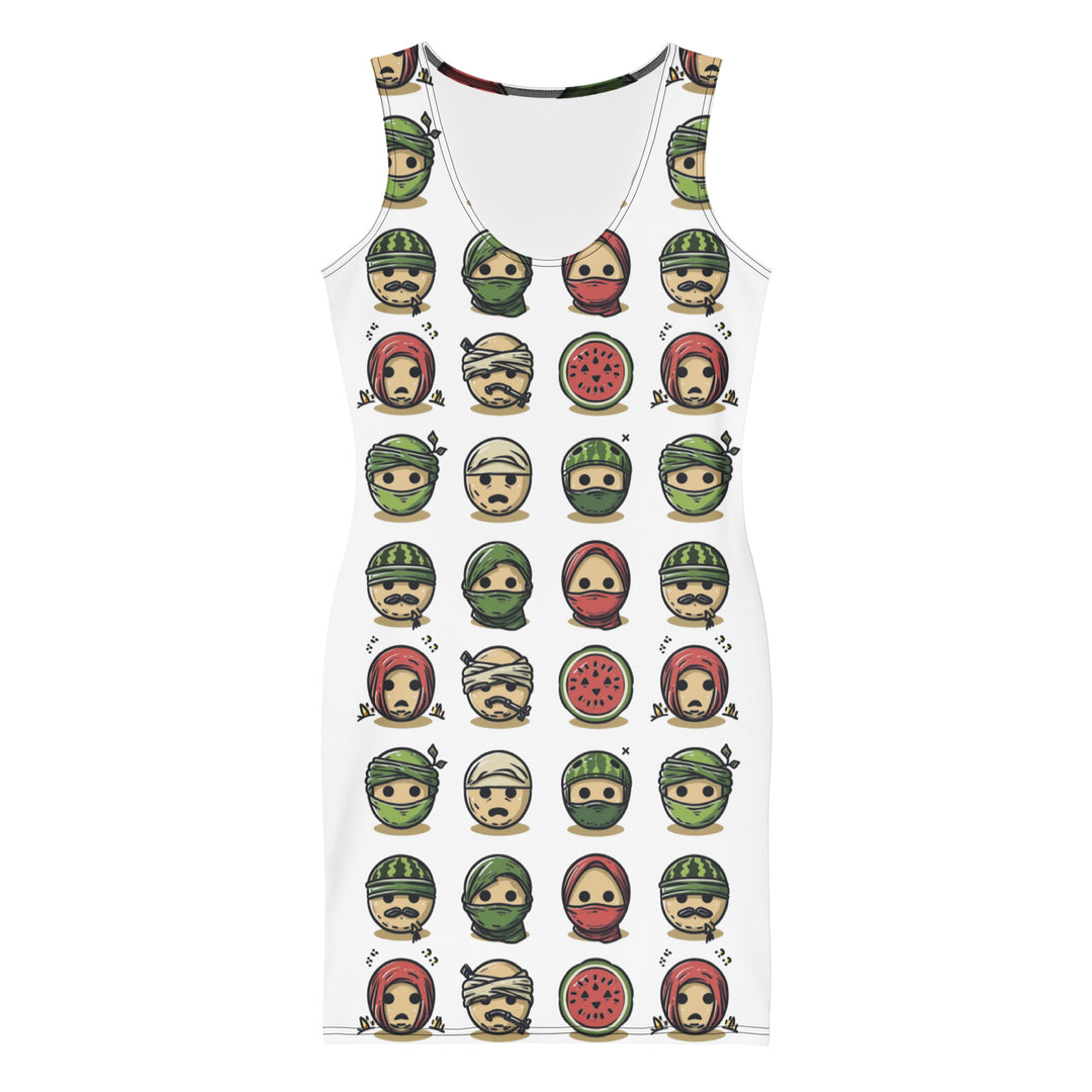 Palestine Emoji - Bodycon Dress, Bodycon Dress White