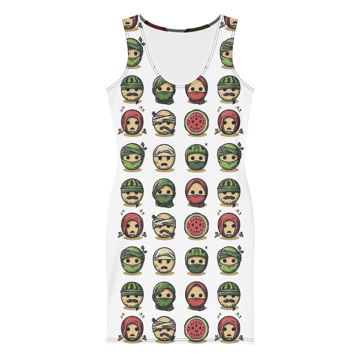 Palestine Emoji - Bodycon Dress, Bodycon Dress White