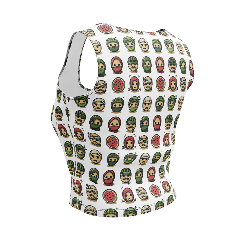 Palestine Emoji - Crop Top, White