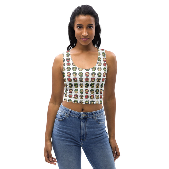 Palestine Emoji - Crop Top, White