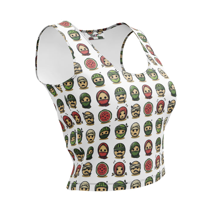 Palestine Emoji - Crop Top, White
