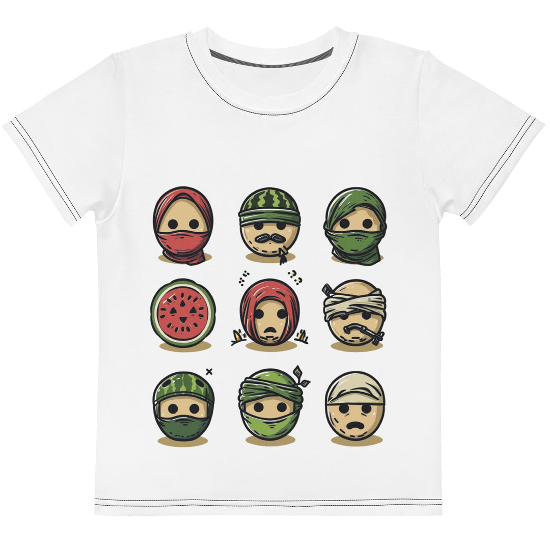 Palestine Emoji - Kids Crew Neck T-Shirt, T Shirt White