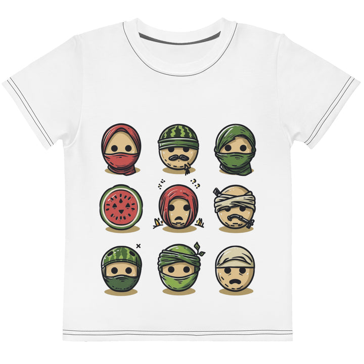 Palestine Emoji - Kids Crew Neck T-Shirt, T Shirt White