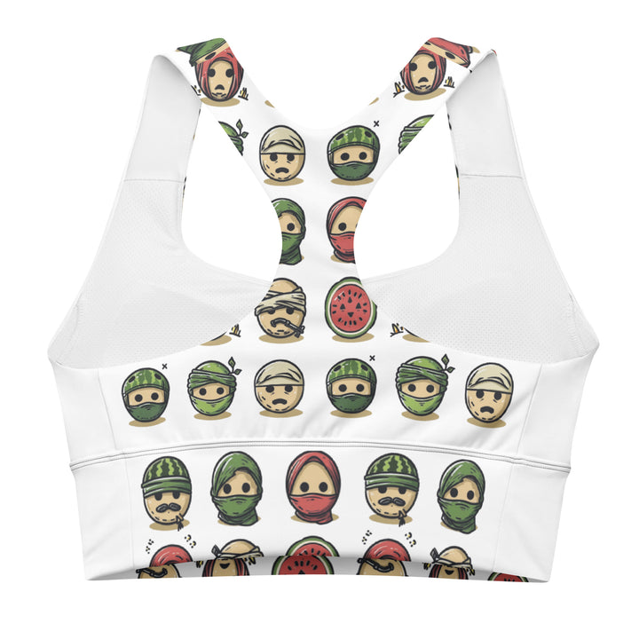Palestine Emoji - Longline Sports Bra, Recycled Longline Sports Bra White