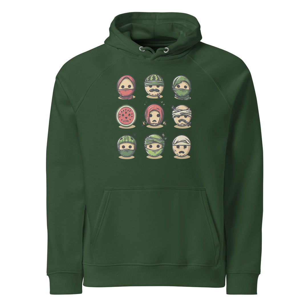 Palestine Emoji - Men’s Eco Raglan Hoodie, Eco Raglan Hoodie Bottle Green