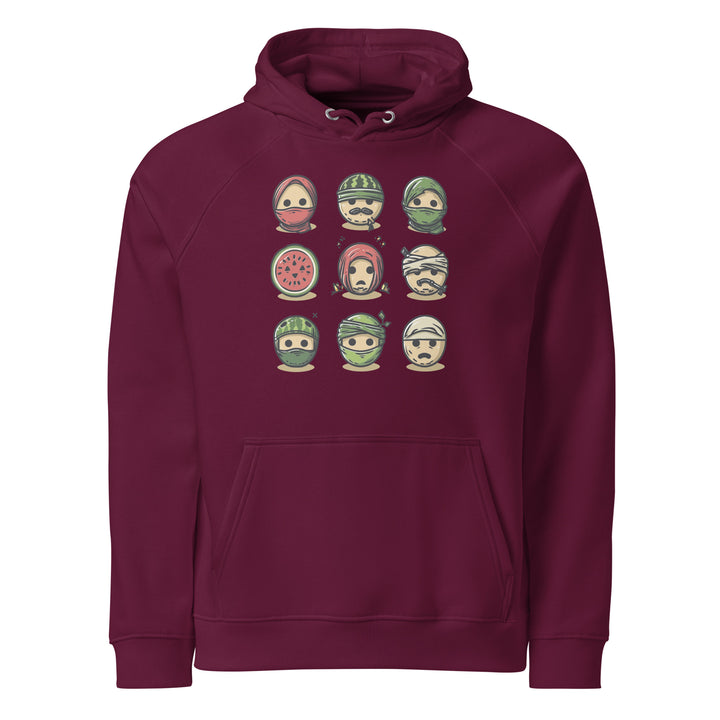 Palestine Emoji - Men’s Eco Raglan Hoodie, Eco Raglan Hoodie Burgundy