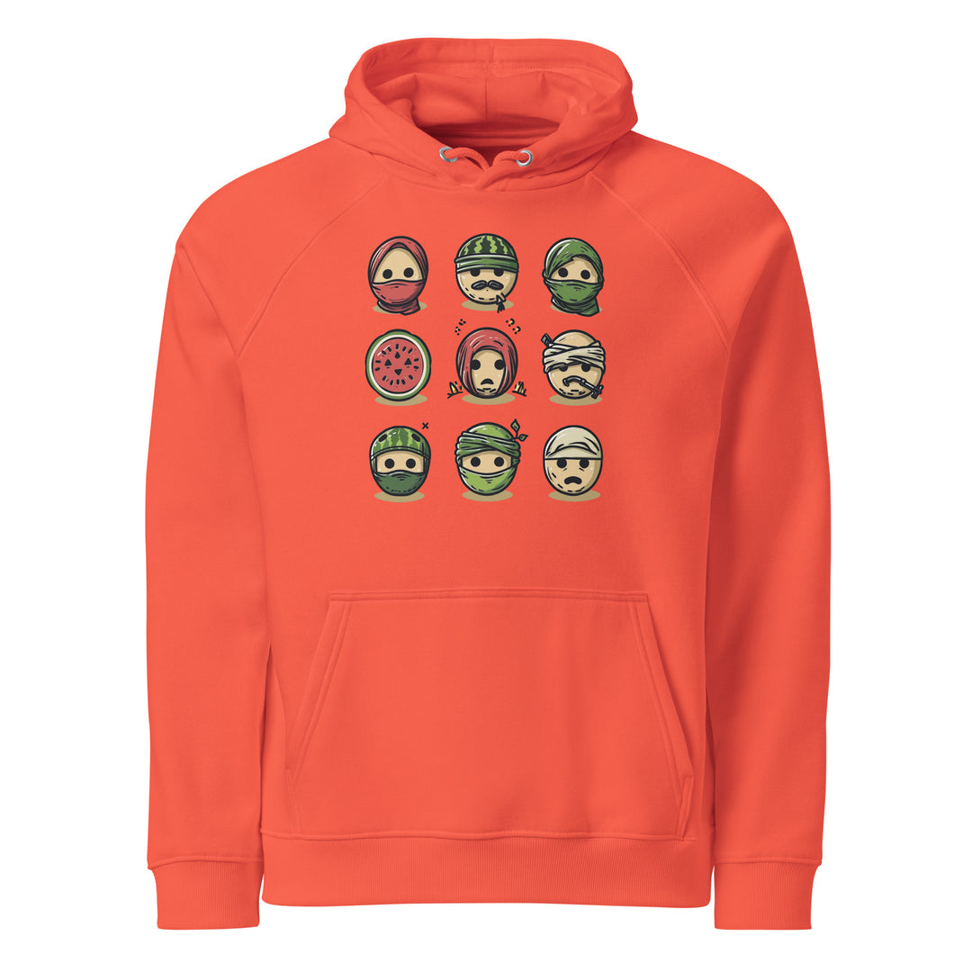 Palestine Emoji - Men’s Eco Raglan Hoodie, Eco Raglan Hoodie Burnt Orange