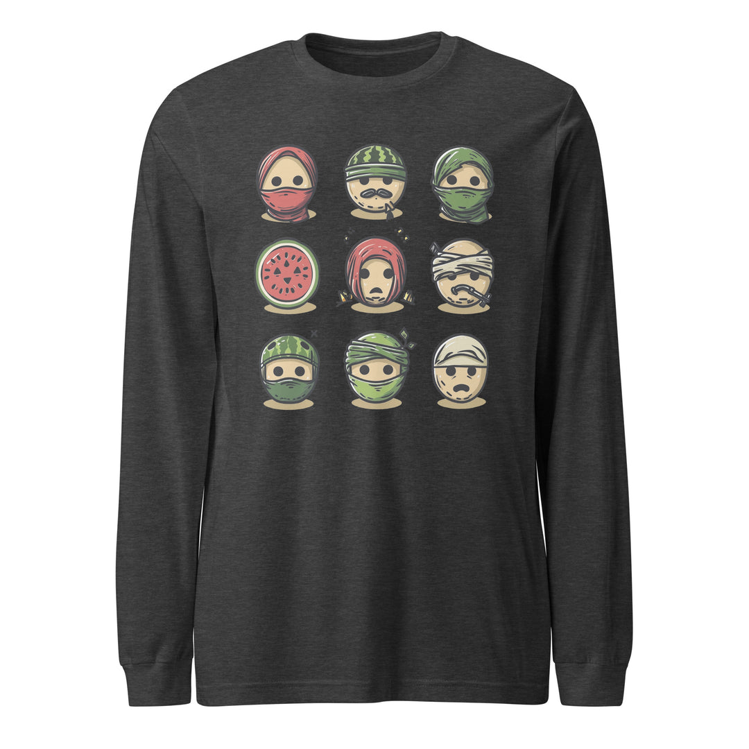 Palestine Emoji - Men’s Long Sleeve Shirt, Dark Grey Heather