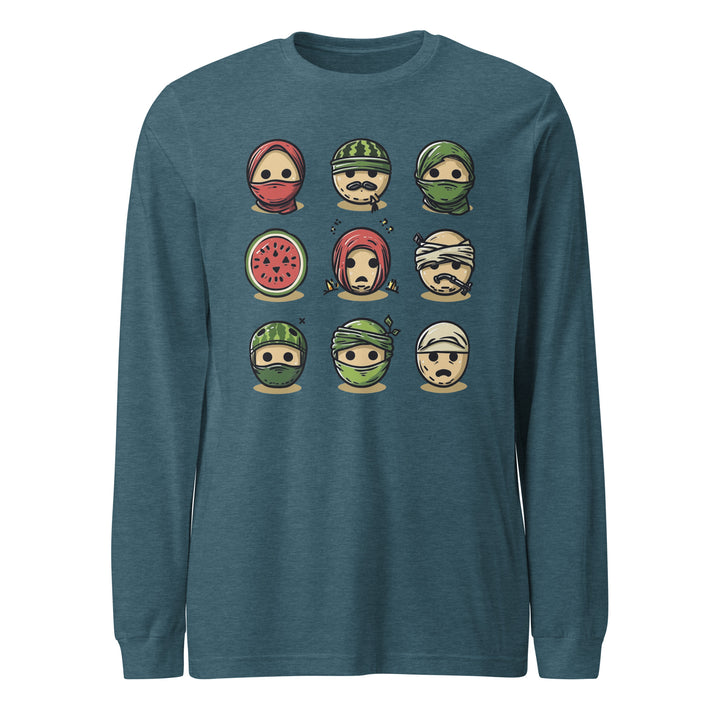 Palestine Emoji - Men’s Long Sleeve Shirt, Heather Deep Teal