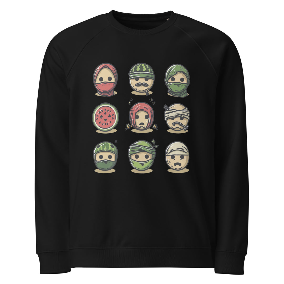 Palestine Emoji - Men’s Organic Raglan Sweatshirt, Black