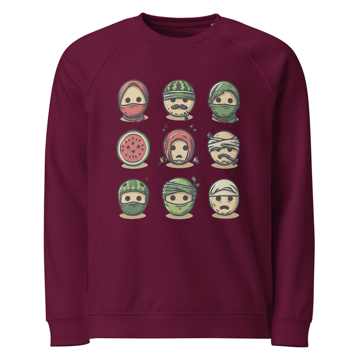 Palestine Emoji - Men’s Organic Raglan Sweatshirt, Burgundy