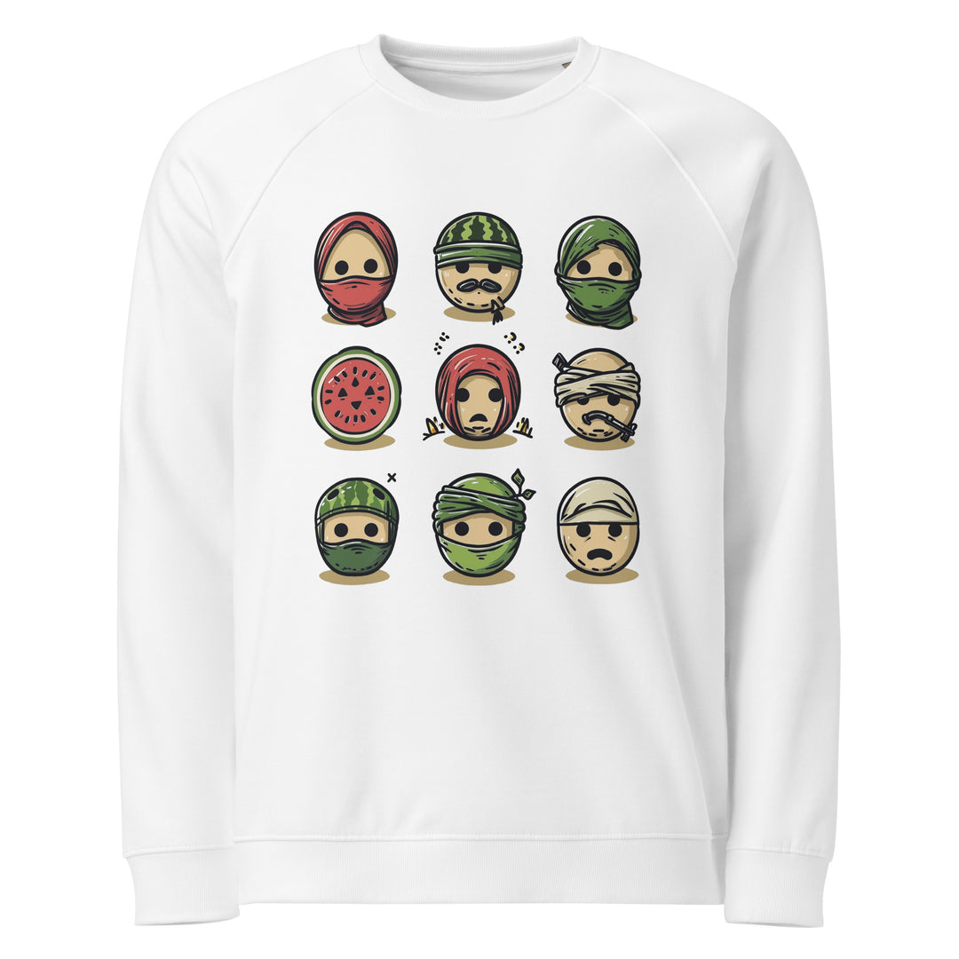 Palestine Emoji - Men’s Organic Raglan Sweatshirt, White