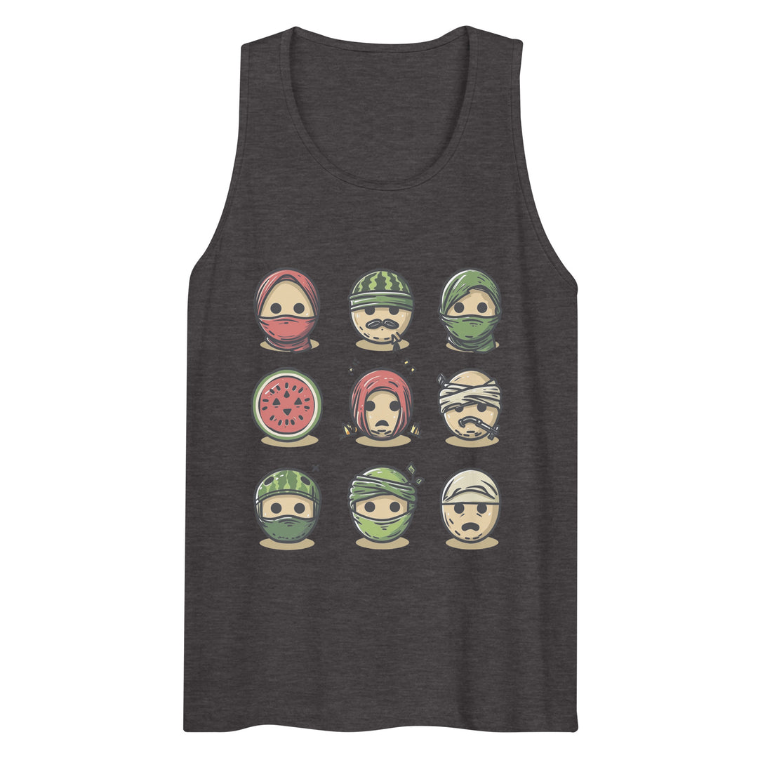 Palestine Emoji - Men’s Premium Tank Top, Mens Premium Tank Top Charcoal Heather