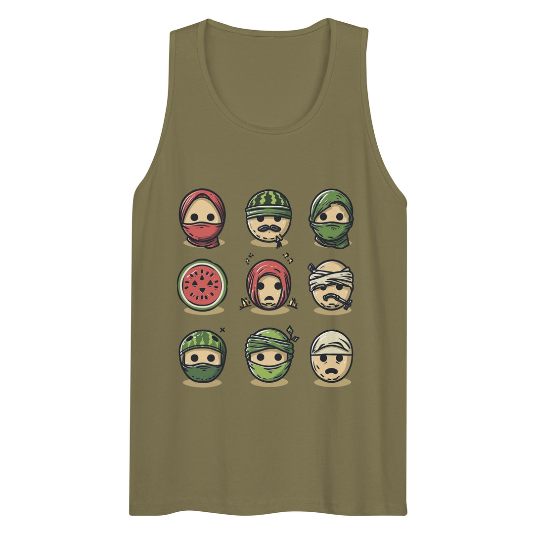 Palestine Emoji - Men’s Premium Tank Top, Mens Premium Tank Top Military Green