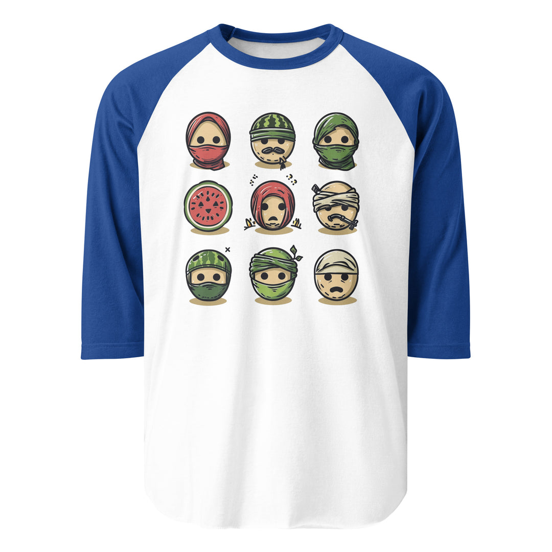 Palestine Emoji - Men’s ¾ Sleeve Raglan Shirt, 34 Sleeve Raglan Shirt White Royal