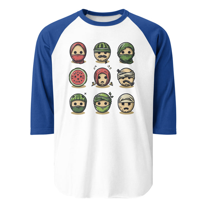 Palestine Emoji - Men’s ¾ Sleeve Raglan Shirt, 34 Sleeve Raglan Shirt White Royal