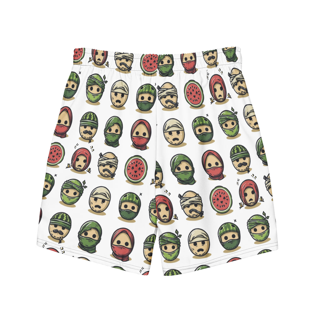 Palestine Emoji - Men’s Swim Trunks, Recycled Swim Trunks White
