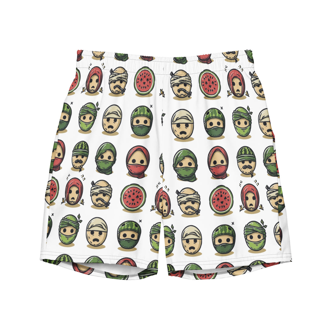 Palestine Emoji - Men’s Swim Trunks, Recycled Swim Trunks White