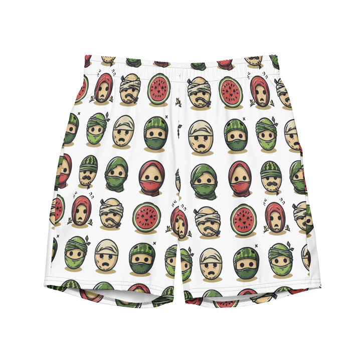 Palestine Emoji - Men’s Swim Trunks, Recycled Swim Trunks White