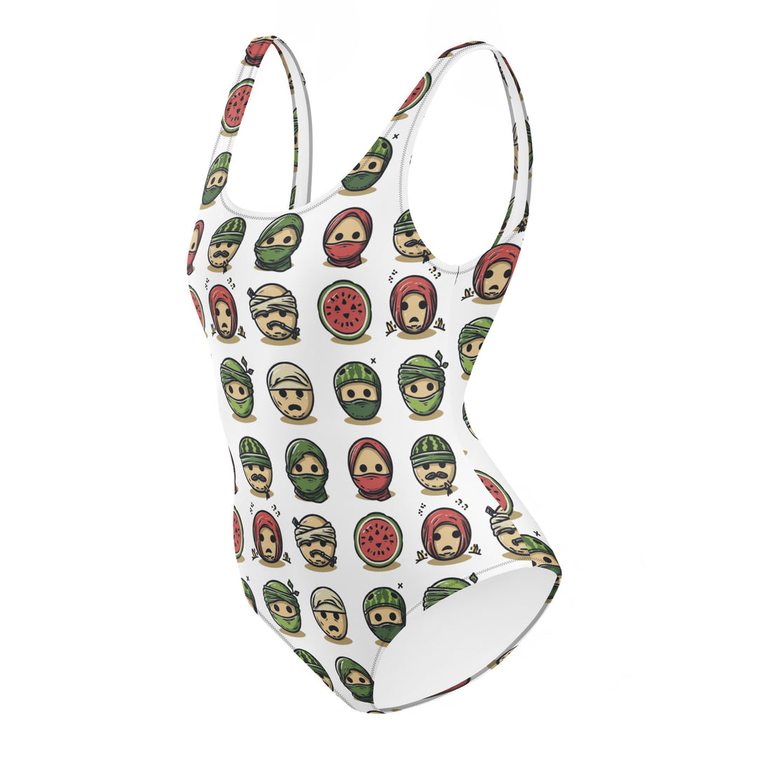 Palestine Emoji - One-Piece Swimsuit, Swimsuit White