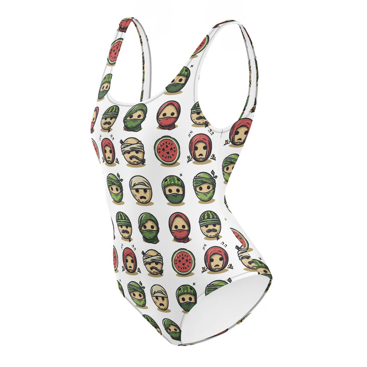 Palestine Emoji - One-Piece Swimsuit, Swimsuit White