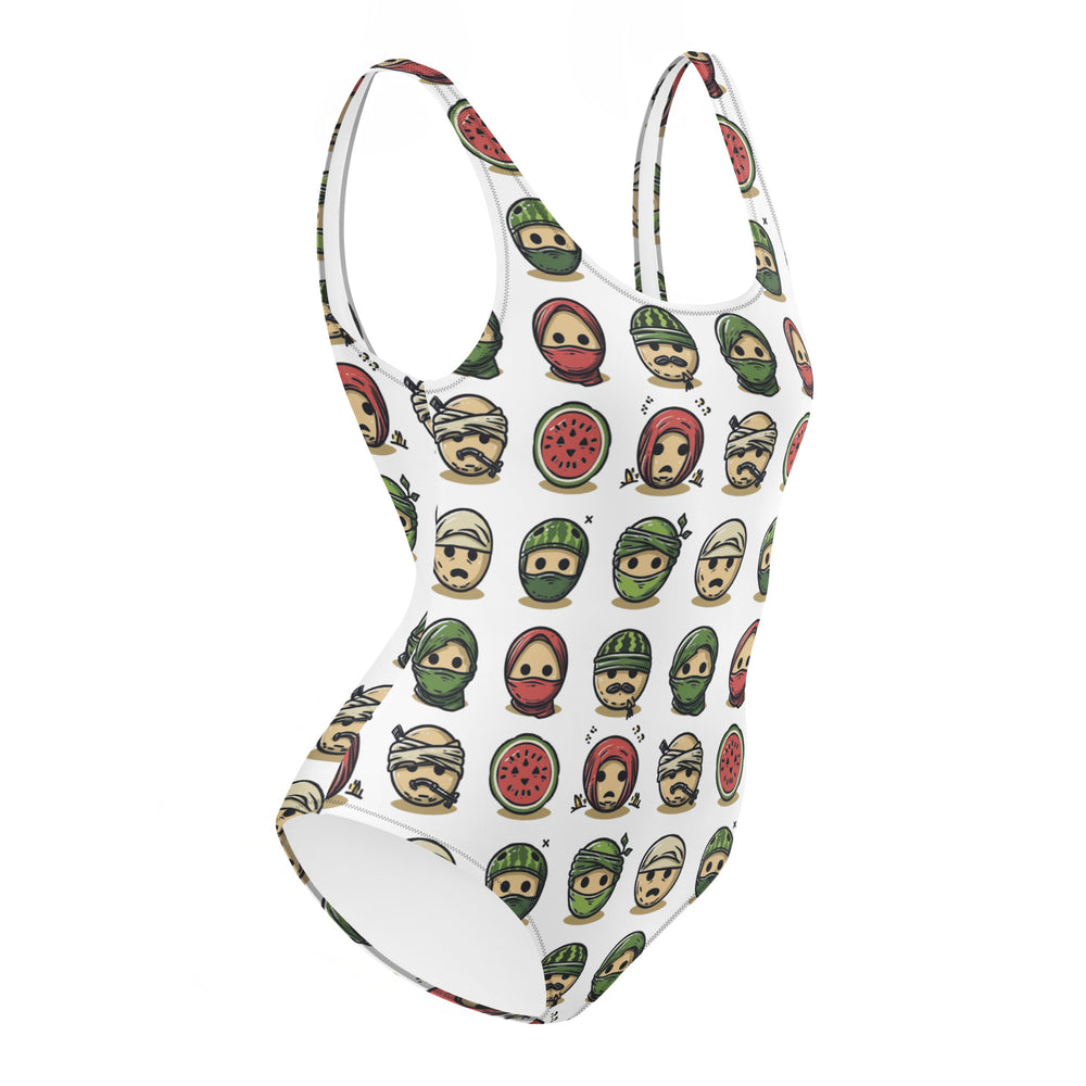 Palestine Emoji - One-Piece Swimsuit, Swimsuit White